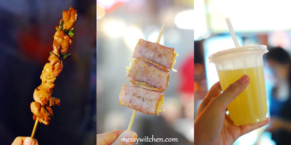 Grilled Chicken Thighs, Grilled Bacon With Enoki & Sugarcane @ Ningxia Road Night Market, Taipei